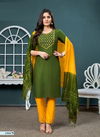 Wanna Sargun Ethnic Wear Designer Rayon Kurti Pant And Dupatta Collection